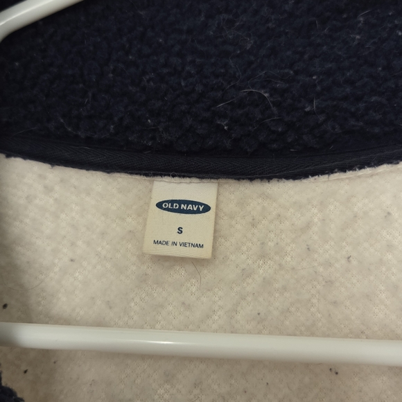 Old Navy Cream Teddy Jacket with Navy Trim - Picture 2 of 4